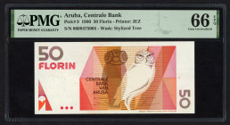 Banknotes Netherlands Oversea - Aruba - 50 Florin 1.1.1990 Burrowing owl at center (P. 9) - PMG Gem. UNC 66 EPQ