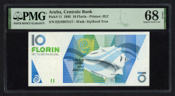 Banknotes Netherlands Oversea - Aruba - 10 Florin 16.7.1993 (P. 11) - PMG Superb Gem. UNC 68 EPQ