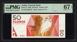 Banknotes Netherlands Oversea - Aruba - 50 Florin 1993 Burrowing owl at center (P. 13) - PMG Super Gem. UNC 67 EPQ