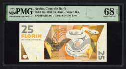 Banknotes Netherlands Oversea - Aruba - 25 Florin 2003 - Rattlesnake at right ( P. 17a) - Superb Gem. UNC 68 EPQ