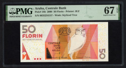 Banknotes Netherlands Oversea - Aruba - 50 Florin 1.7.2008 Uil (P. 18b) - Super Gem. UNC 67 EPQ
