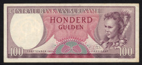 Banknotes Netherlands Oversea - Suriname - 100 Gulden 1.9.1963 (P. 123 / PLS16.4b5) - a.VF
