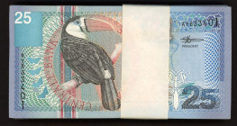 Banknotes Netherlands Oversea - Suriname - 25 Gulden 1.1.2000 (P. 148 / PLSD22.3a) - bundle of 100 pcs. consecutive nrs. - a.UNC/UNC