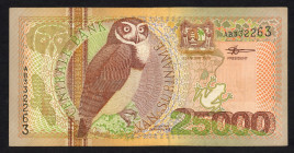 Banknotes Netherlands Oversea - Suriname - 25000 Gulden 1.1.2000 Owl (P. 154) - F/VF