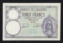 World Banknotes - Algeria - 20 Francs 19.8.1941 (P. 78c) - washed & pressed, tear at left - XF.