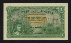 World Banknotes - Angola - 1 Angolar 14.8.1926 Portrait Paulo Dias de Novaes at left (P. 64) - some handling marks - scarce note - XF/AU.
