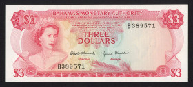 World Banknotes - Bahamas - Monetary Authority - 3 Dollars 1968 (P. 28a) - UNC