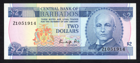 World Banknotes - Barbados - 2 Dollars ND (1980) John Redman Bovell (P. 30ar) - Replacement - UNC.