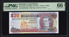 World Banknotes - Barbados - 20 Dollars ND (2006) Jackman Prescod (P. 63B) - PMG Gem. UNC 66 EPQ