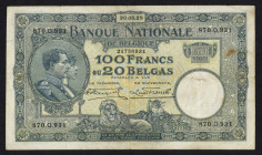 World Banknotes - Belgium - Lot with 8x 100 Francs (20 Belgas) 1927-29 different dates F-VF