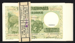 World Banknotes - Belgium - 50 Francs - 10 Belgas 12-01-1945 (P. 106) with overprint 'Trésorerie'on face and 'Thesaurie'on back - Total 15 pcs., some ...