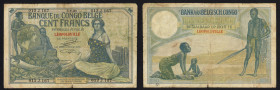 World Banknotes - Belgian Congo - 100 Francs 3.7.1927 Leopoldville - Woman with portrait Ceres + boy with elephant tusk / Woman and child at left + Fi...