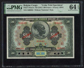 World Banknotes - Belgian Congo - 500 Francs ND (1941) Specimen (P. 18Aacts) - PMG Choice UNC 64 EPQ