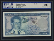 World Banknotes - Belgian Congo - 1000 Francs 15.9.1958 King Baudouin in uniform (P. 35) - WBG 40 Extremely Fine TOP.