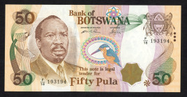 World Banknotes - Botswana - 50 Pula ND (2000) Seretse Khama/Kingfisher bird (P. 22) - UNC.