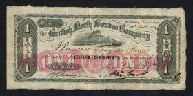 World Banknotes - British North Borneo - 1 Dollar 12.10.1884, Mount Kinabalu at upper center (P. 3) - vibrant colors - unknown date in Pick - rough ma...