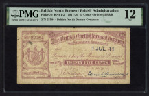 World Banknotes - British North Borneo - British North Borneo Company - 25 Cents 1.7.1911, date not in literature (P. 7a, 7b) - Serie No. 22764 Arms a...