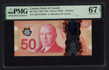 World Banknotes - Canada - 50 Dollars 2012 Mackenzie King - Polymer (P. 109a) - PMG Superb Gem. UNC 67 EPQ