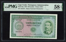World Banknotes - Cape Verde - 20 Escudos 4.4.1972 (P. 52a) - PMG Choice About UNC 58 EPQ