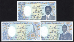 World Banknotes - Central African States - 1000 Francs 1.1.1990 Central Africa (P. 16), 1000 Francs 1.1.1989 CHAD (P. 10A), 1000 Francs 1.1.1991 GABON...