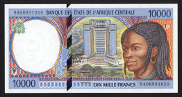 World Banknotes - Central African States - Central African Republic - 10,000 Francs 1994 Building + young woman (P. 305Fa) - code letter F - UNC