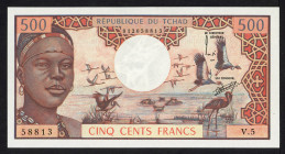 World Banknotes - Chad - 500 Francs ND (1974) Woman + flamingos (P. 2a) - sign. 6 - UNC