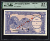 World Banknotes - Congo - Democratic Republic - 1000 Francs ND (1962-63) Specimen (P. 2s) - PMG About UNC 55 EPQ