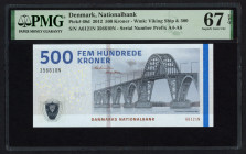 World Banknotes - Denmark - 500 Kroner 2012 Queen Alexandrina Bridge (P. 68d) - PMG Superb Gem. UNC 67 EPQ