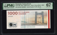 World Banknotes - Denmark - 1000 Kroner 2012 Great Belt Bridge (P. 69b) - PMG Superb Gem. UNC 67 EPQ