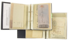 Banknotes in albums - India - Two albums of used and unused Bank Cheques from India, including Native/Princely States & Kingdoms. - Total 98 pcs.