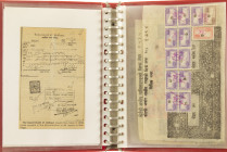 Banknotes in albums - Nepal - One album of 5 Fiscal Stamp Papers with Revenue Stamps of various denominations from Nepal.