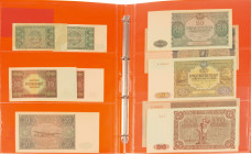 Banknotes in albums - Poland - Small lot banknotes Poland 2 (2), 10 (2), 20 (2), 50, 100, 500 and 1000 Zlotych 1946-1947 - Total 10 pcs.