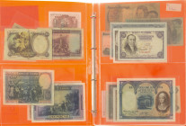 Banknotes in albums - Spain - Small collection banknotes Spain among which 500 Pesetas 1927, 25 Pesetas 1946, etc. + Portugal and Canada - Total 20 pc...