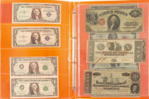 Banknotes in albums - USA - Collection USA including obsoletes and uncut $1 pair.