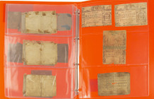 Banknotes in albums - USA - Colonial issue collection including: Connecticut 9p-1776 (P.S526) 3,4,7p-1777 (P.S535,536,538) 40s-1780 (P.S545) New York ...