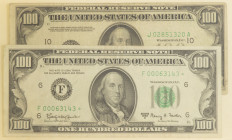 Banknotes in albums - World - Small collection banknotes world among which USA 1930's - 1960's $5, $10, $20, $50, $100, Hawaii $1 1935, Belgium 5000 F...