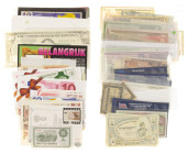 Banknotes in boxes - Netherlands - Box filled with better, mainly (Dutch) fantasy and advertising notes etc..