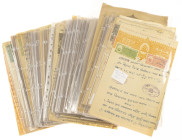 Banknotes in boxes - India - An important lot with about 200 Fiscal Stamp Papers with Revenue Stamps of various denominations, including some scarce o...