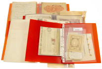 Banknotes in boxes - India - 4 folders of Miscellaneous Stamps and Fiscal Stamp Papers from the Princely States of Dhar; Cochin; Travancore; Cochin & ...