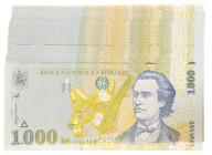 Banknotes in boxes - Romania - Romania bundel 1000 lei 1998, watermark BNR small vertical , partially consecutive numbers UNC, approx. 100 pcs.