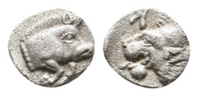 MYSIA. Kyzikos. (Circa 450-400 BC). AR Obol. 0.34g 6.9m