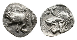 MYSIA. Kyzikos. (Circa 450-400 BC). AR Obol. 0.38g 9m