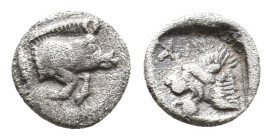 MYSIA. Kyzikos. (Circa 450-400 BC). AR Obol. 0.29g 6.8m