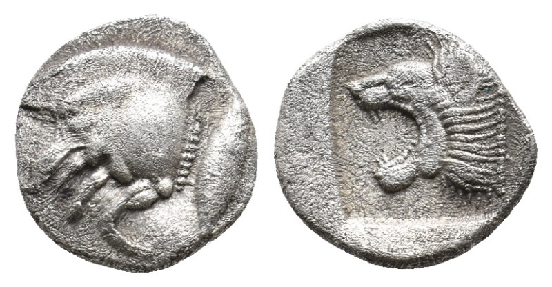 MYSIA. Kyzikos. (Circa 450-400 BC). AR Obol.1.01g 11.3m