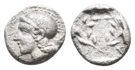 AEOLIS, Elaia. (Circa 450-400 BC). AR Diobol. 1.15g 10.2m