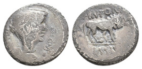 MARK ANTONY. (44-30 BC) AR Quinarius. 1.5g 13.8m