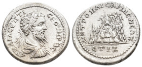CAPPADOCIA. Caesarea. Septimius Severus (193-211). Tridrachm.
Obv: AY KAI • Λ • CЄΠTIMI CЄOYHPOC AVΓ,
Laureate head to right.
Rev: MHTPO KAICAPIAC ...