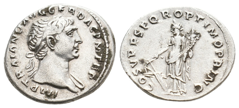 Trajan. AD 98-117. AR Denarius. Rome mint. Struck AD 111.
Obv. Laureate bust ri...