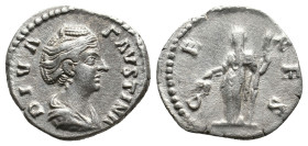 DIVA FAUSTINA I, Died 140/1 AD. AR, Denarius. Rome. 3.16g 17.9m