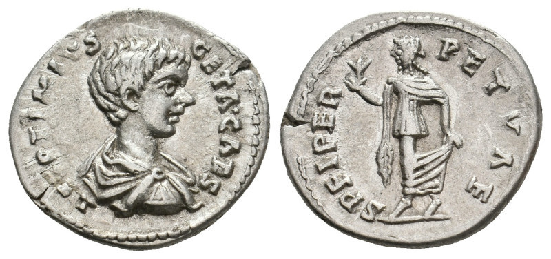 GETA, 209-211 AD. AR, Denarius. Laodicea. 3.28g 19.9m